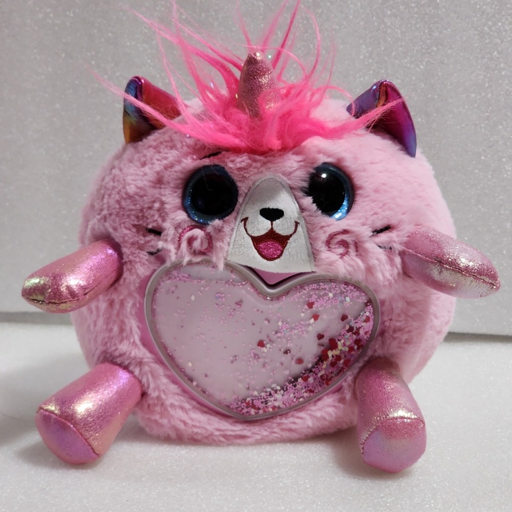 Zuru Rainbocorn Pink Kitty Cat Unicorn Shiny Feet Large Eyes Plush 10"